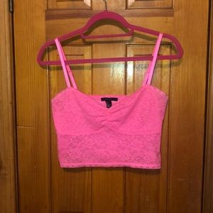 NEON PINK LACE CROP TOP